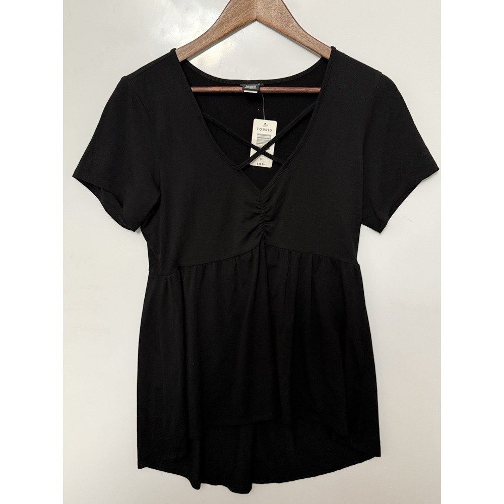 Torrid Black Tie Babydoll Top  NWT Size 00 Plus Size